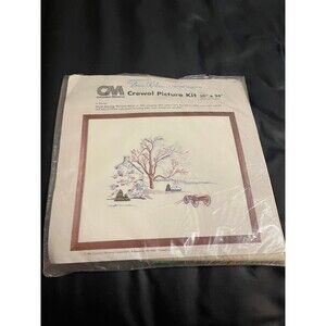 1980 NOS Columbia-Minerva Erica Wilson Crewel Picture Kit‎ Winter Morning 20x24